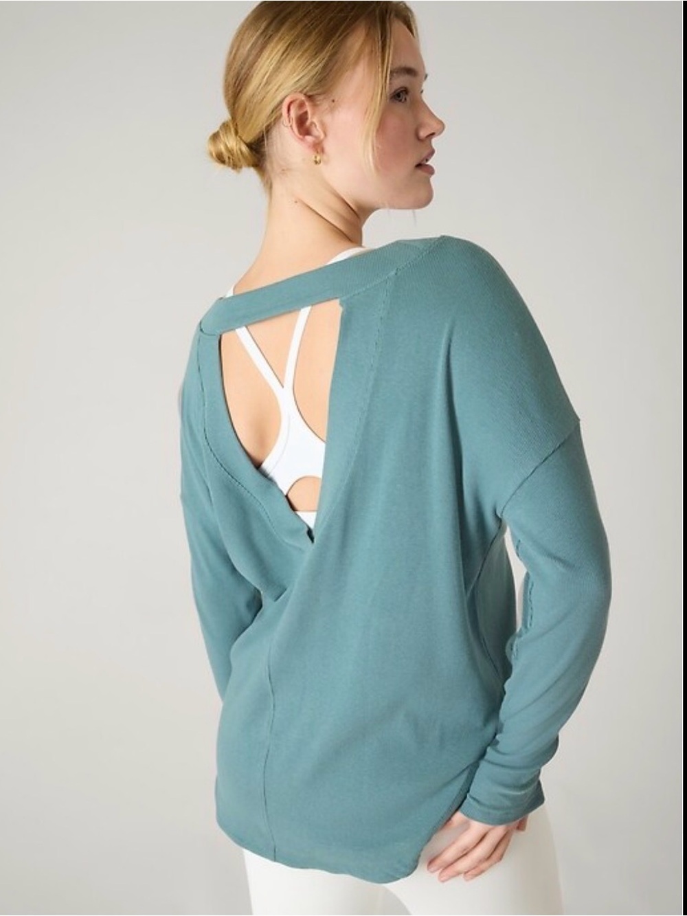 Athleta Presence Sweatshirt, XS, color in oxidized green, EUC worn twice!